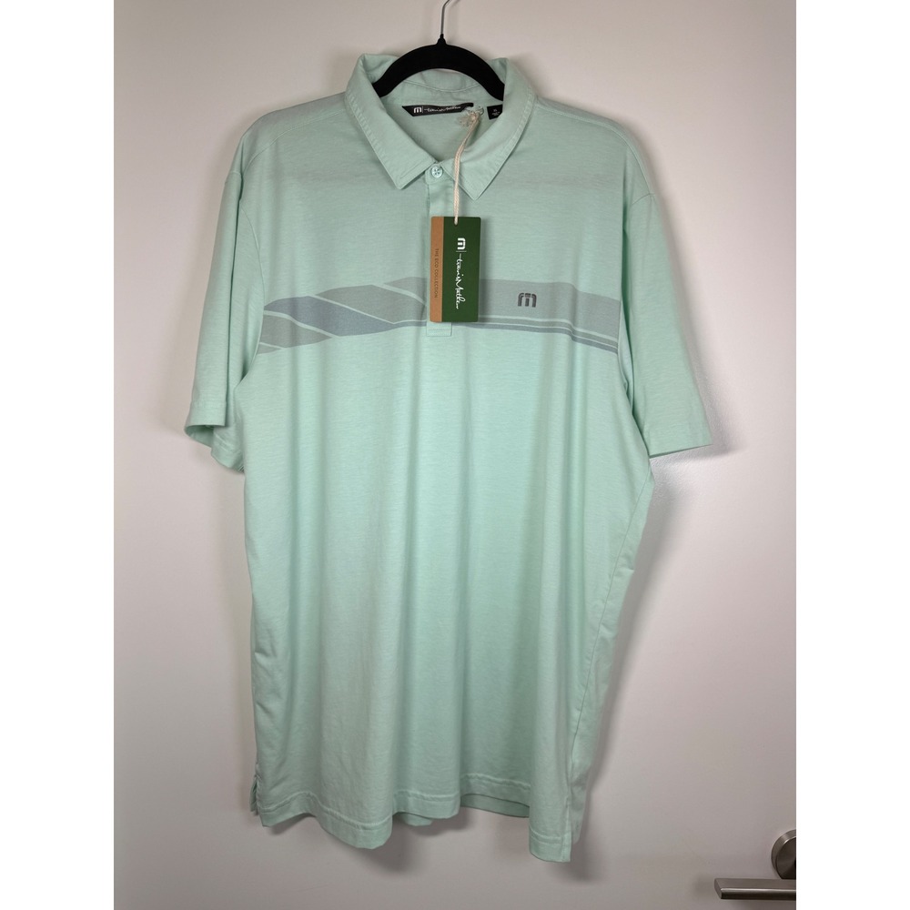 TravisMathew Matter of Opinion Polo Men XL Mint Green NWT Eco Performance Golf
